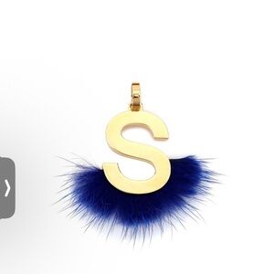 Fendi Abclick Letter S Fur Gold Tone Charm